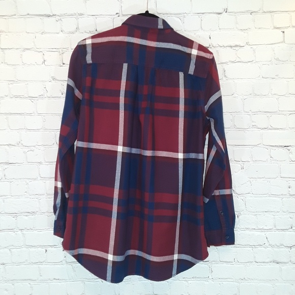 Eddie Bauer red & blue long-sleeve flannel sz M - Picture 2 of 5